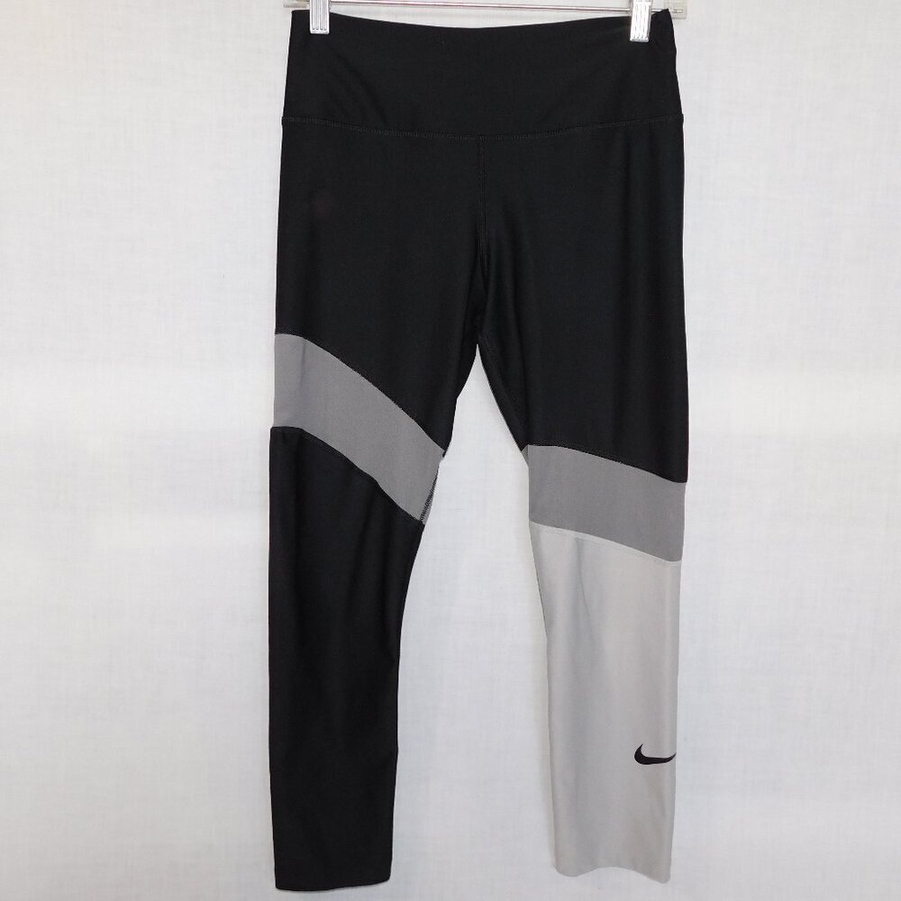 NIKE Dry-Fit Black Gray Mesh detail Althletic  Workout Leggings Womens S